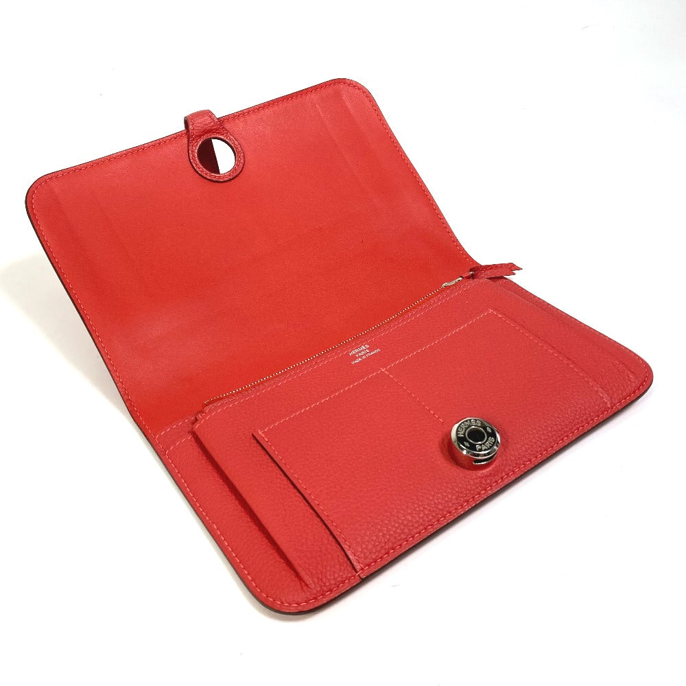 HERMES Long Wallet Purse Togo Red type Dogon GM Wallet Women Used