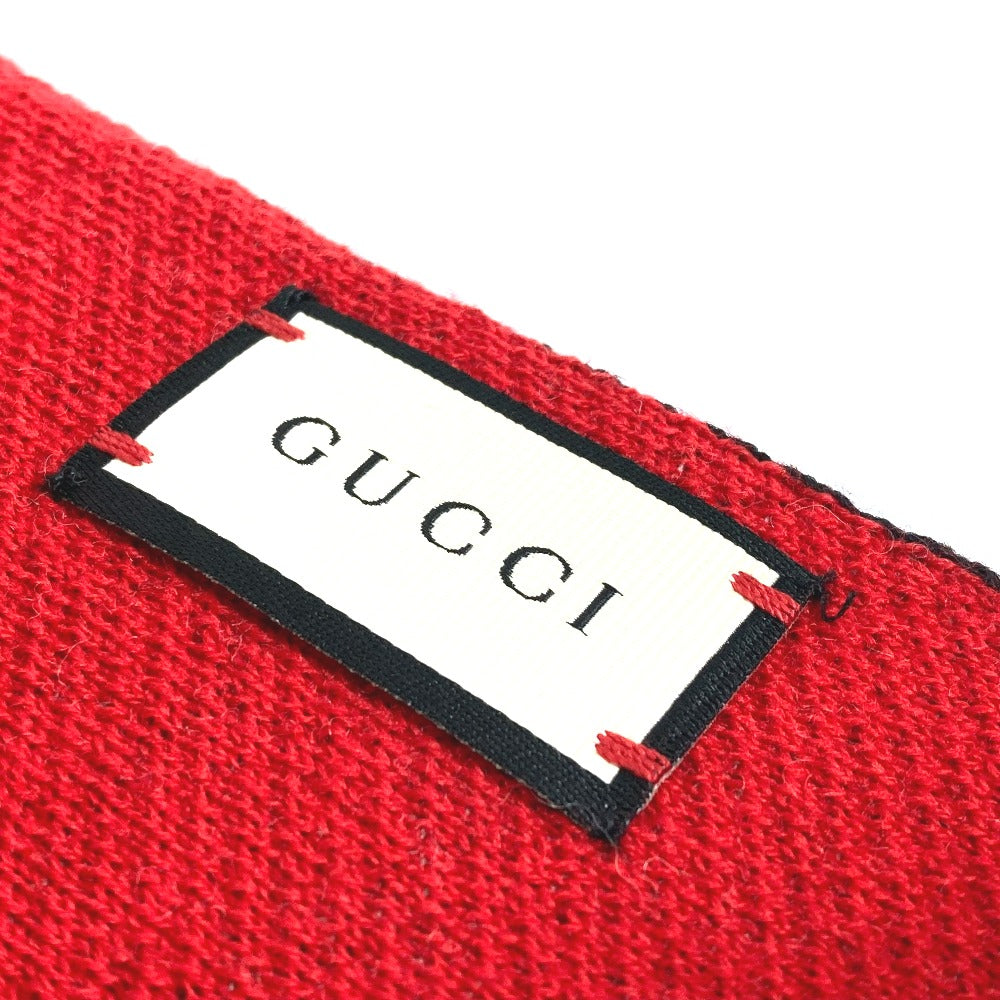 GUCCI Scarf wool black BE LOVED logo scarf mens Used
