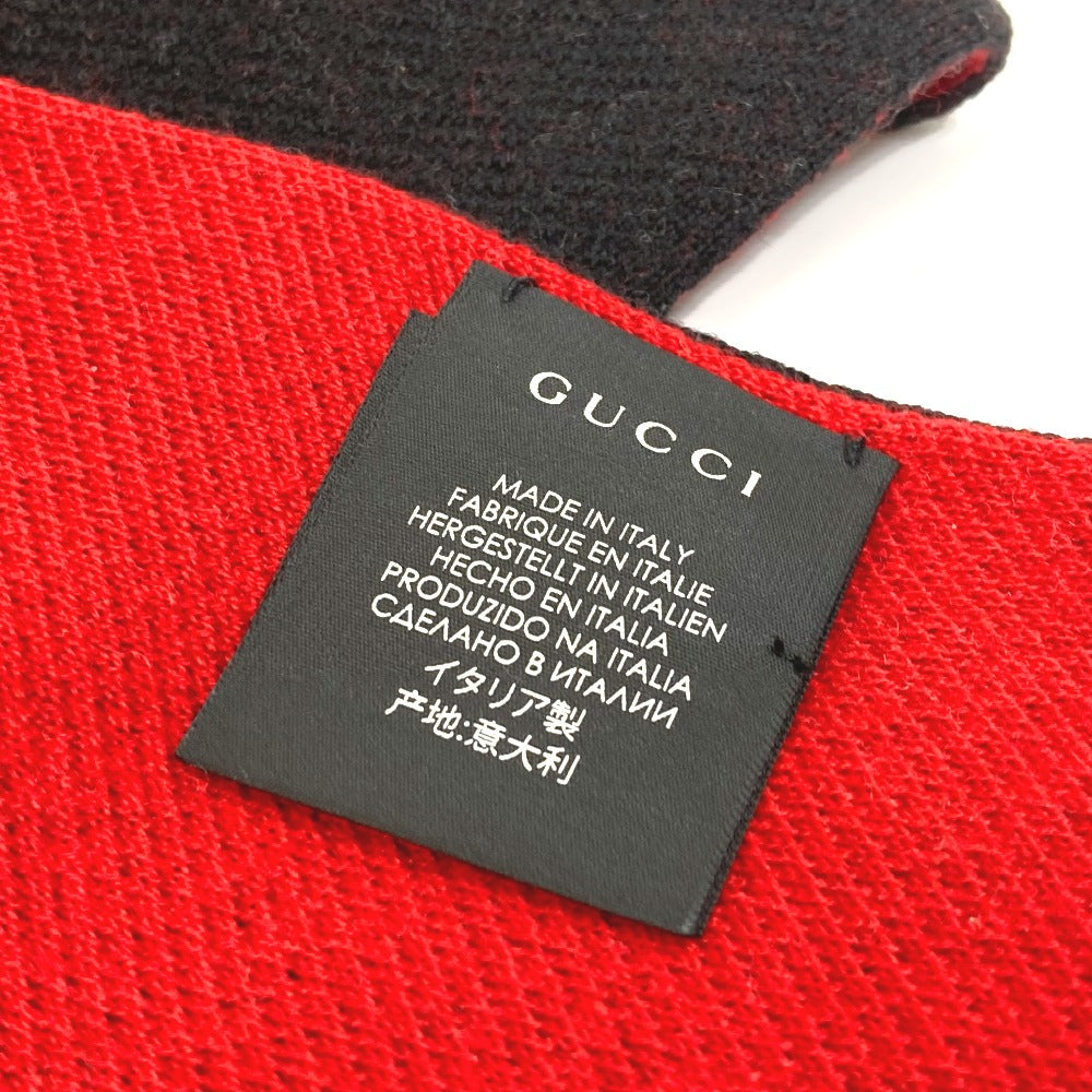 GUCCI Scarf wool black BE LOVED logo scarf mens Used