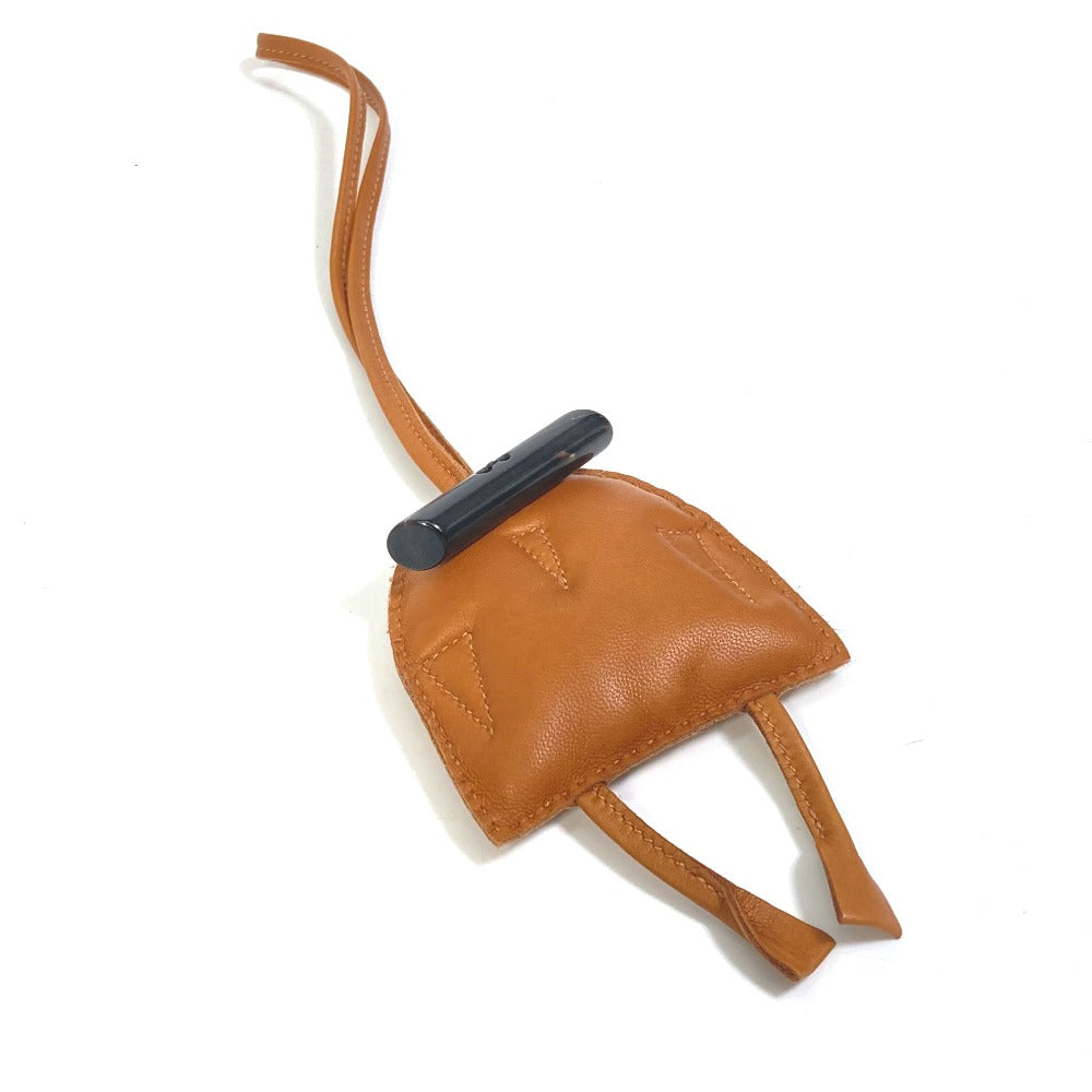 HERMES Bag charm Leather/Buffalo horn Brown key ring petit h petit h owl unisex(Unisex) Used