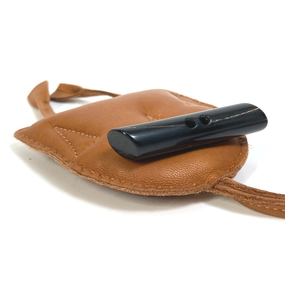 HERMES Bag charm Leather/Buffalo horn Brown key ring petit h petit h owl unisex(Unisex) Used