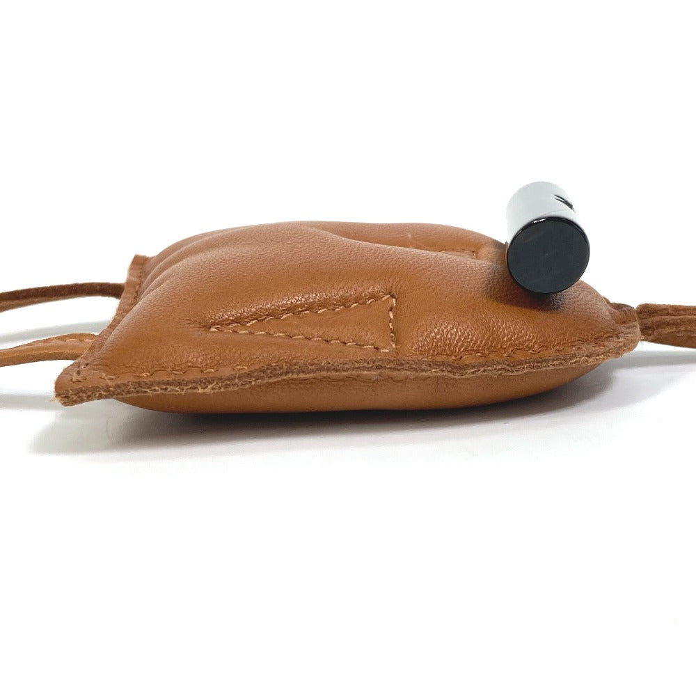 HERMES Bag charm Leather/Buffalo horn Brown key ring petit h petit h owl unisex(Unisex) Used
