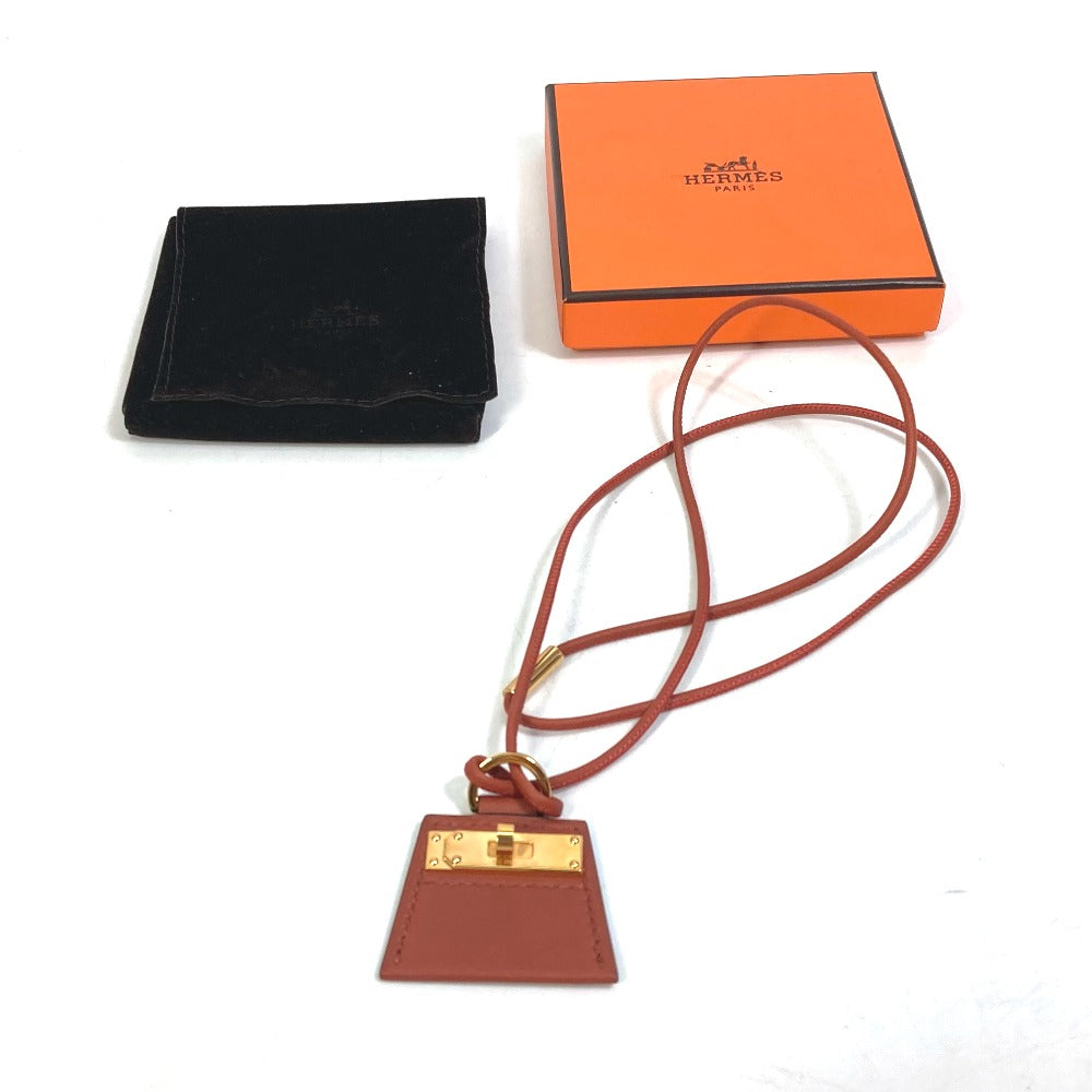 HERMES Necklace Swift Brown Fashion Accessories Mont Petit Kelly PM Women Used