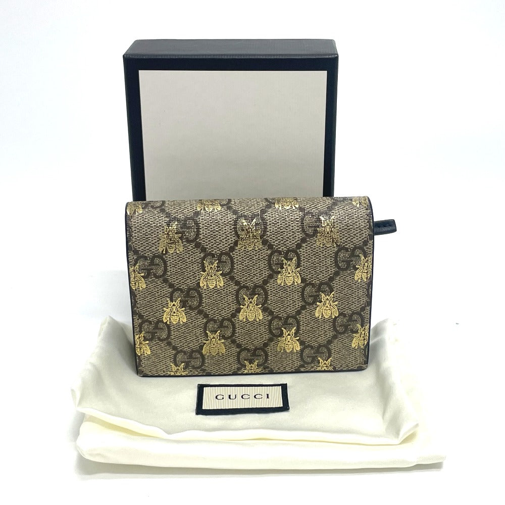 GUCCI Folded wallet 508057 GG Supreme Canvas beige GG BEE BEE mens Used