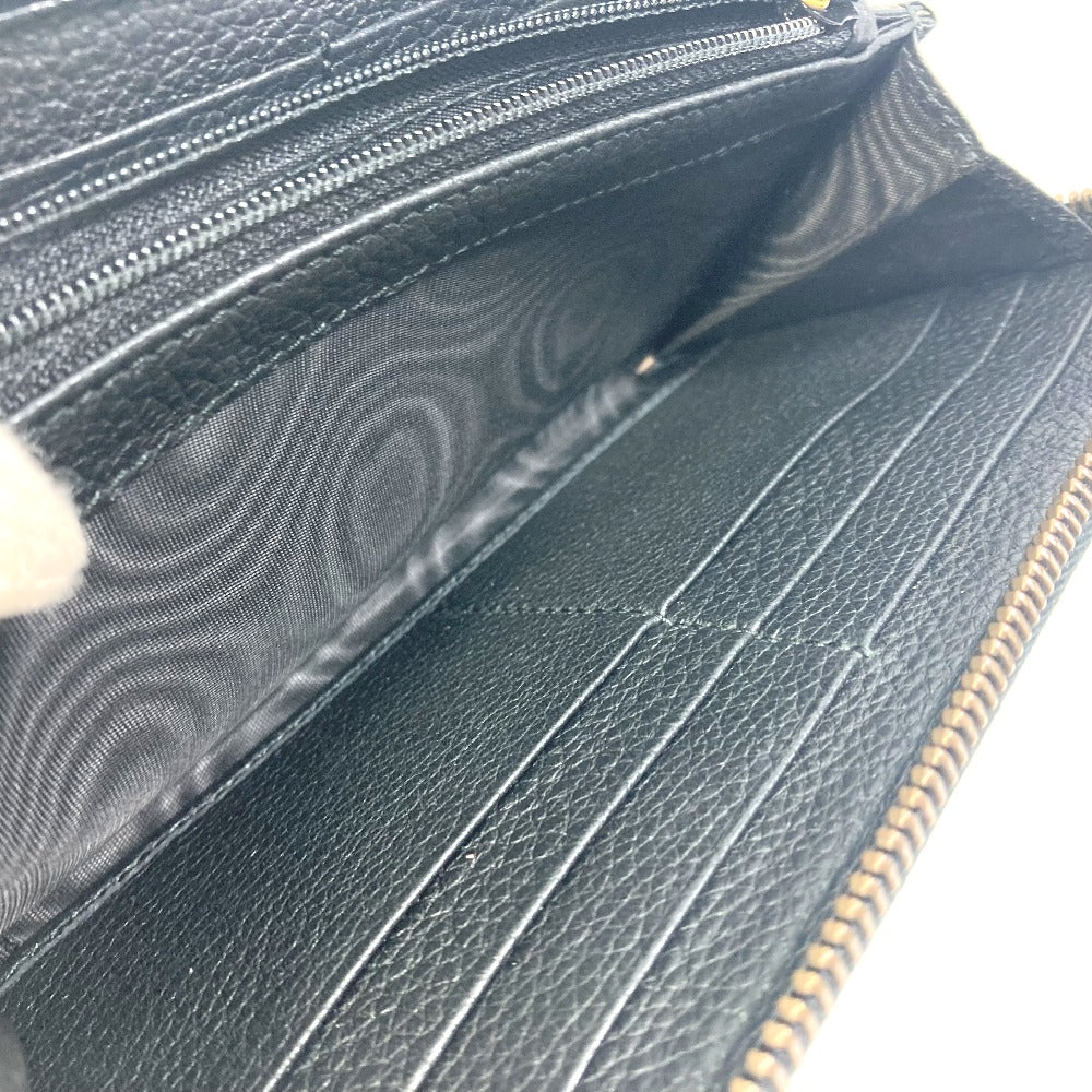 GUCCI Long Wallet Purse 496317 leather black Sherry line GUCCI logo print mens Used