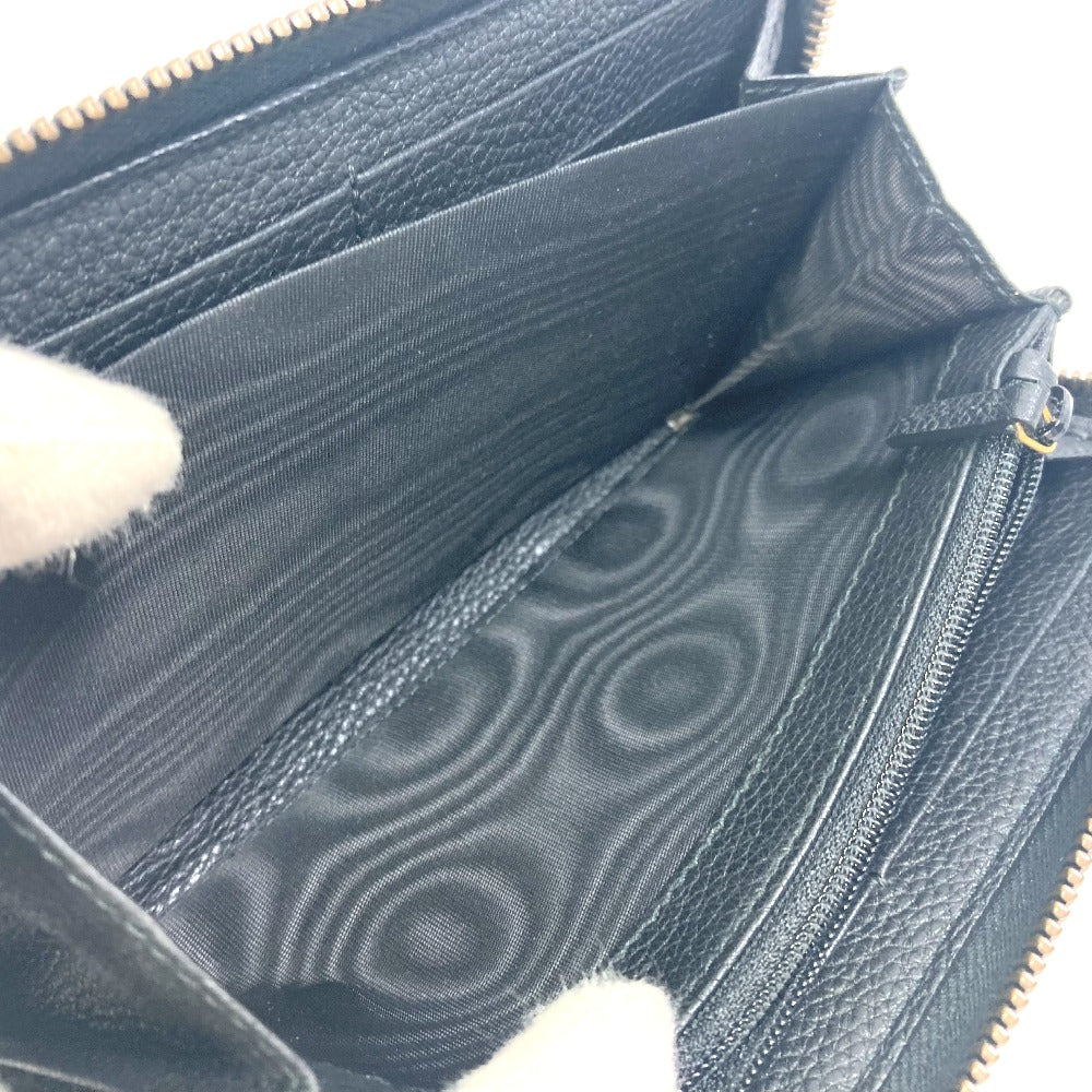 GUCCI Long Wallet Purse 496317 leather black Sherry line GUCCI logo print mens Used