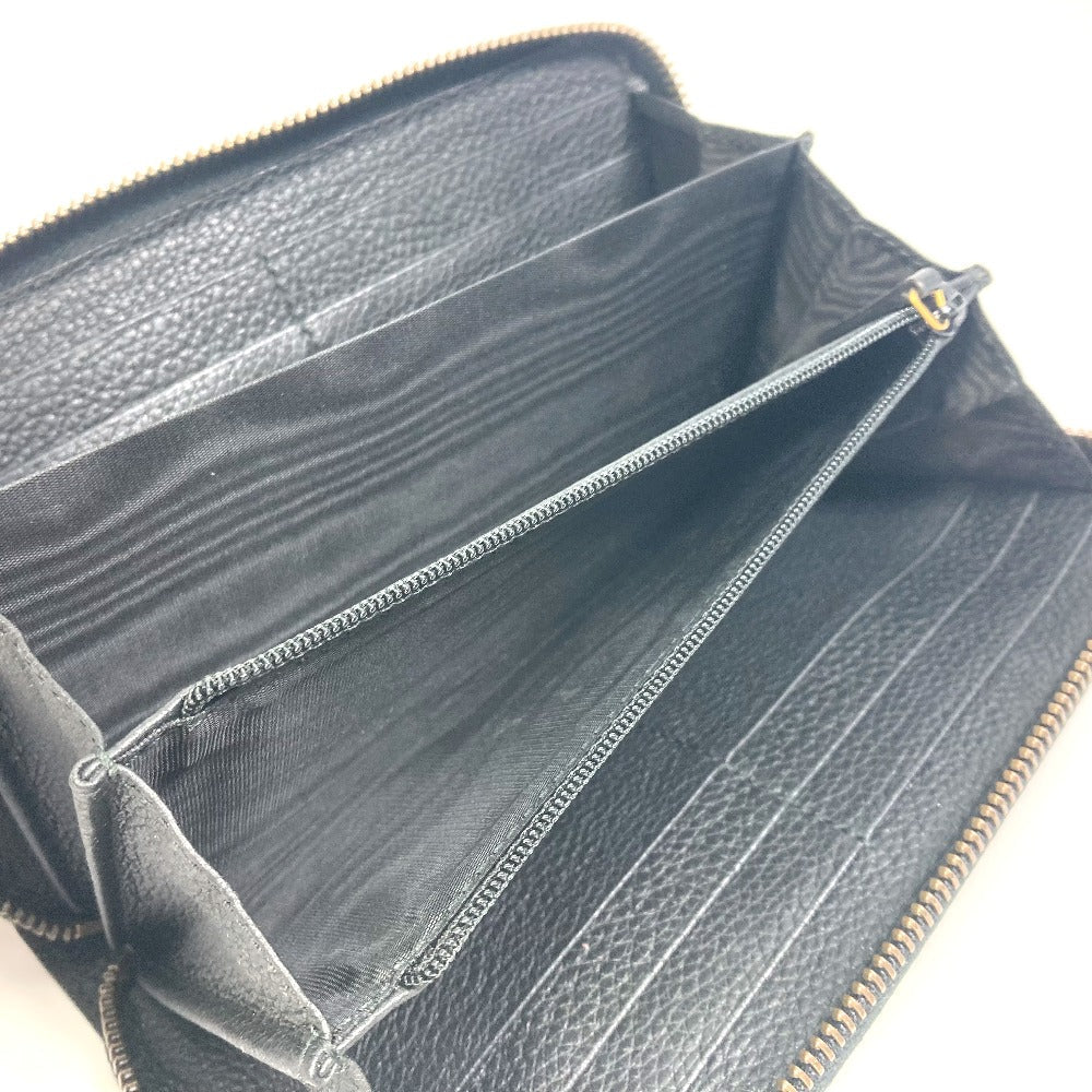 GUCCI Long Wallet Purse 496317 leather black Sherry line GUCCI logo print mens Used
