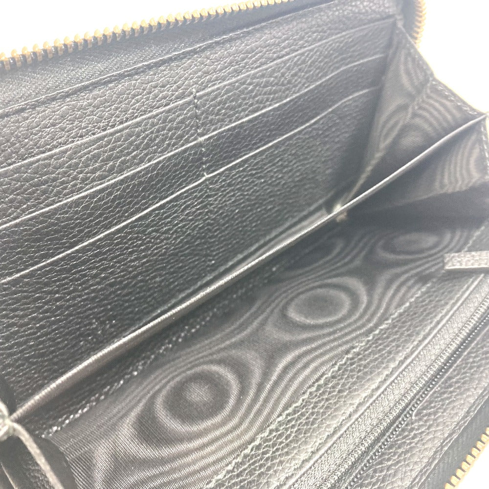 GUCCI Long Wallet Purse 496317 leather black Sherry line GUCCI logo print mens Used