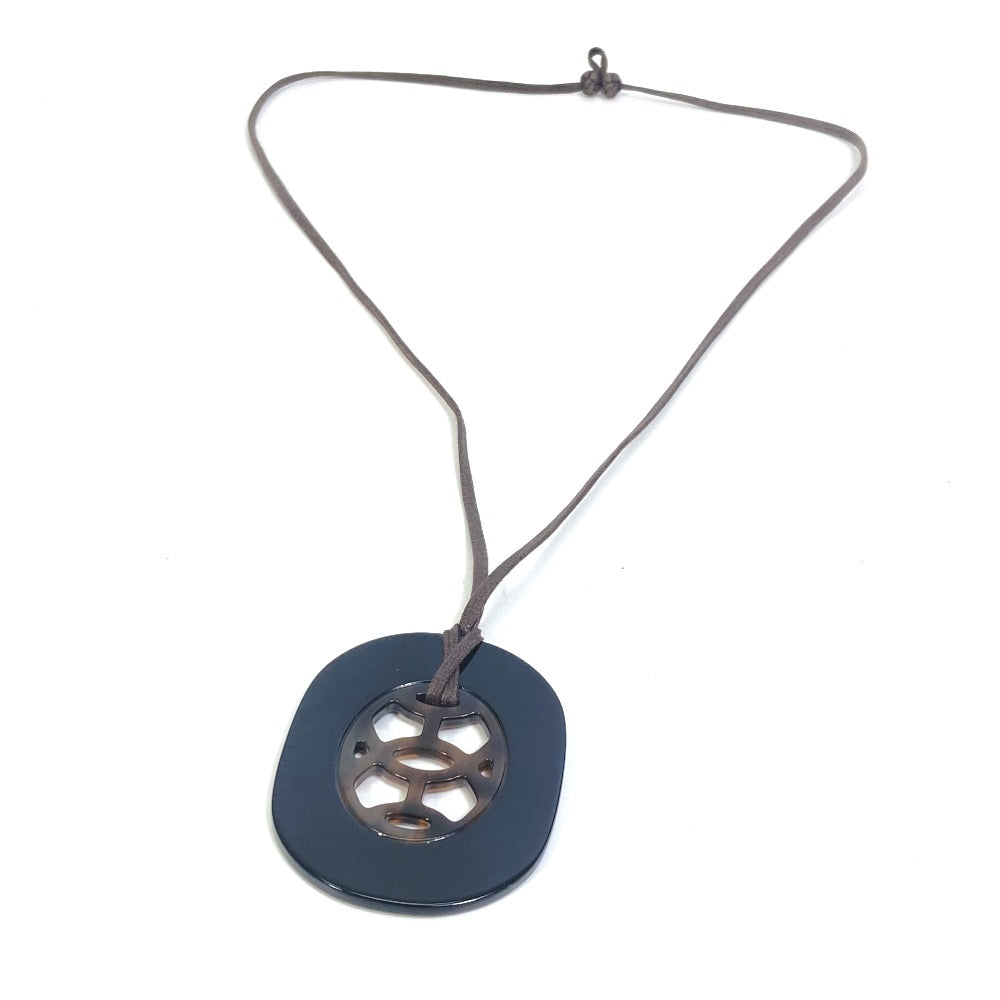 HERMES Necklace Buffalo horn Black gray type & brown type Lift PM Women Used