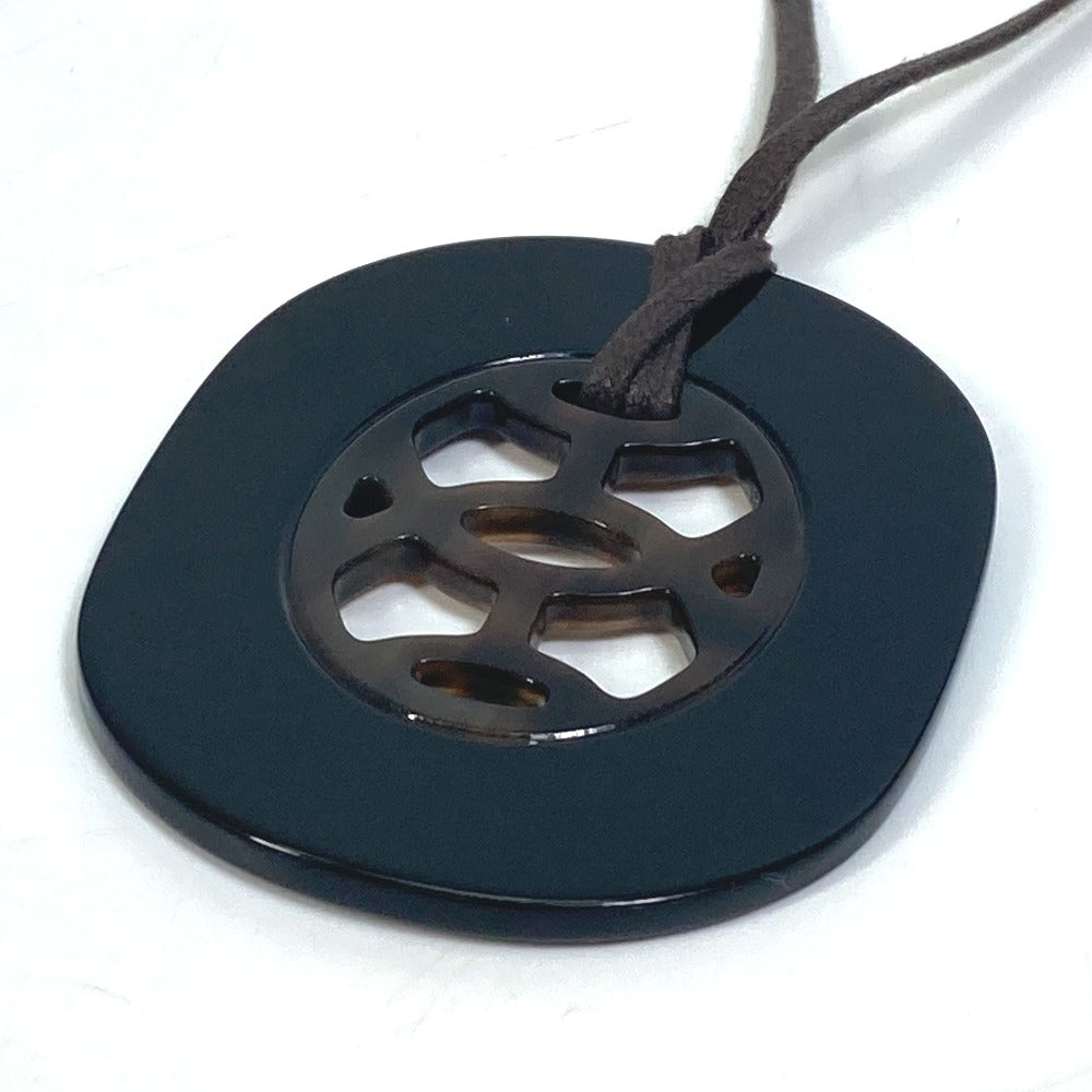 HERMES Necklace Buffalo horn Black gray type & brown type Lift PM Women Used