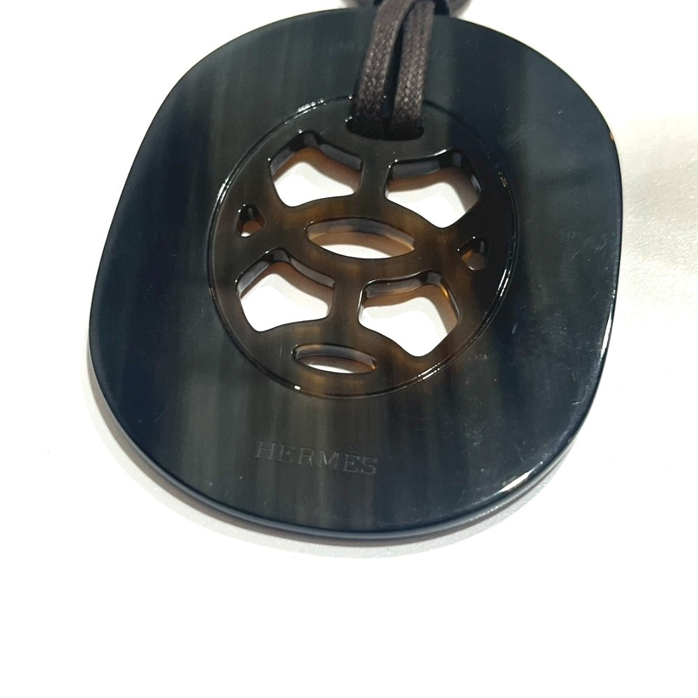 HERMES Necklace Buffalo horn Black gray type & brown type Lift PM Women Used