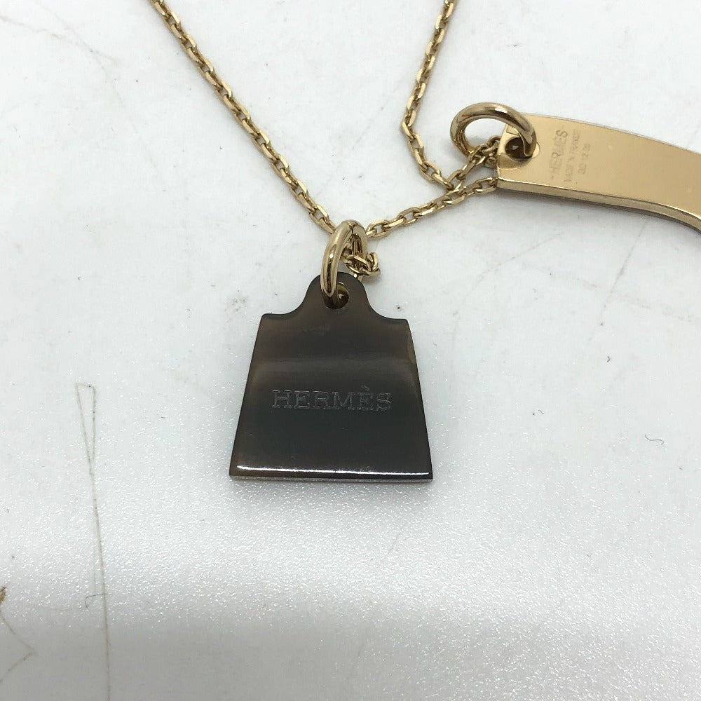 HERMES Necklace Buffalo Horn, Metal gold Amulet Marokiniye PM Women Used