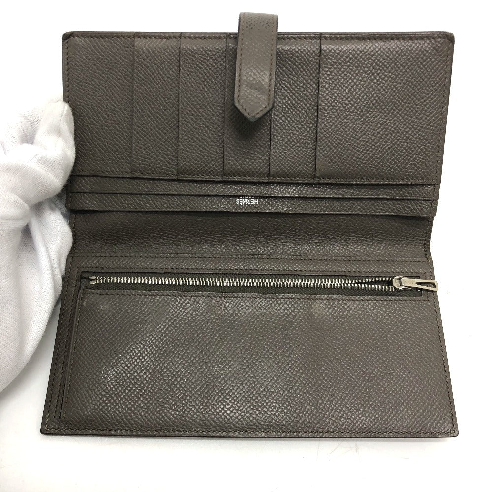 HERMES Long Wallet Purse Epsom Gray type HMetal Beansufla Women Used