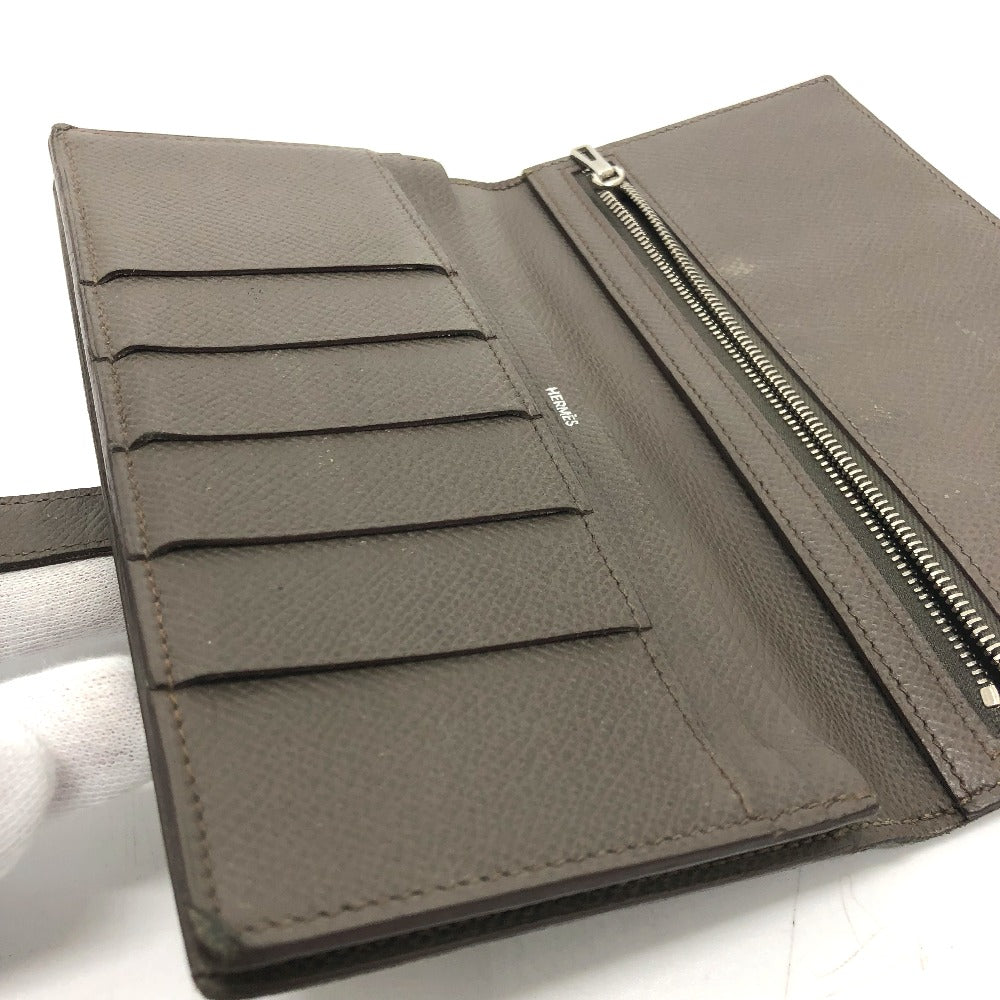 HERMES Long Wallet Purse Epsom Gray type HMetal Beansufla Women Used