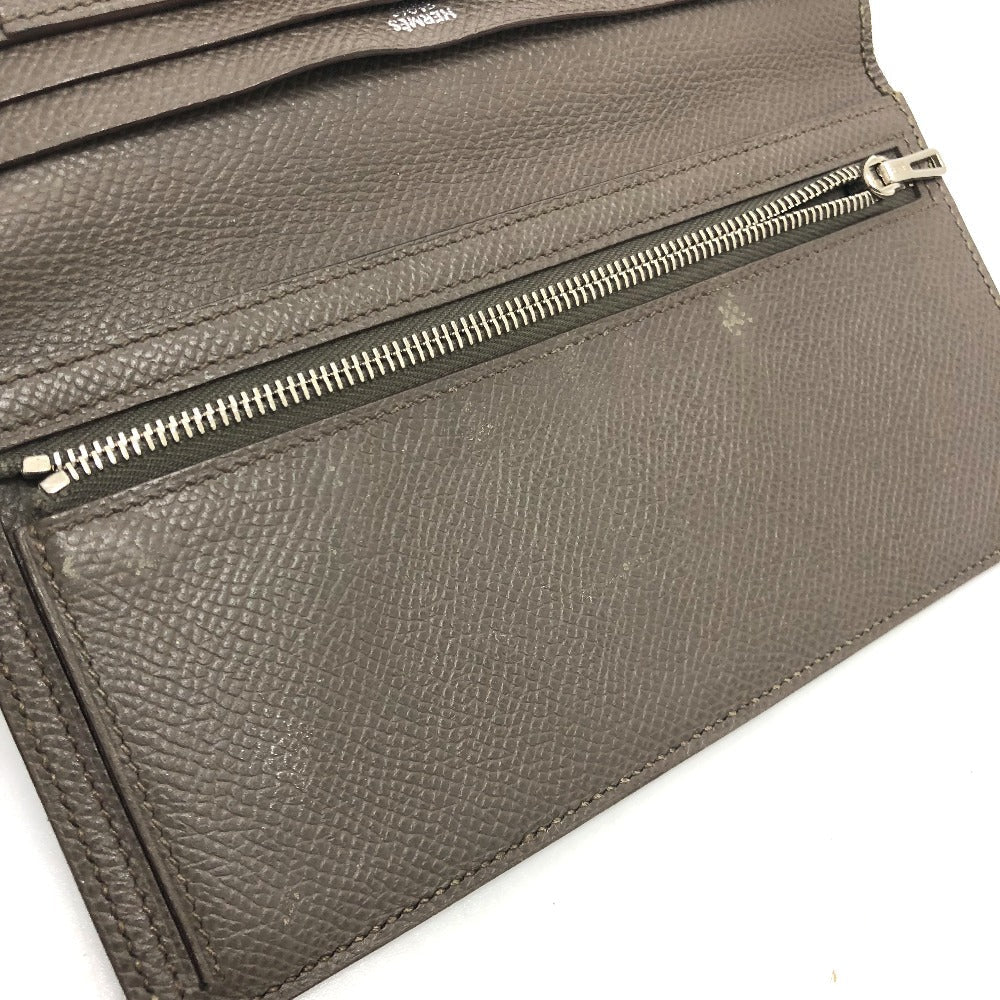 HERMES Long Wallet Purse Epsom Gray type HMetal Beansufla Women Used