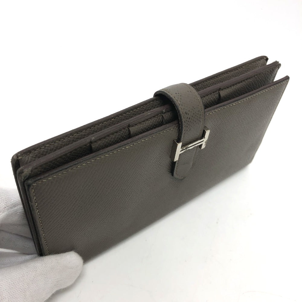 HERMES Long Wallet Purse Epsom Gray type HMetal Beansufla Women Used