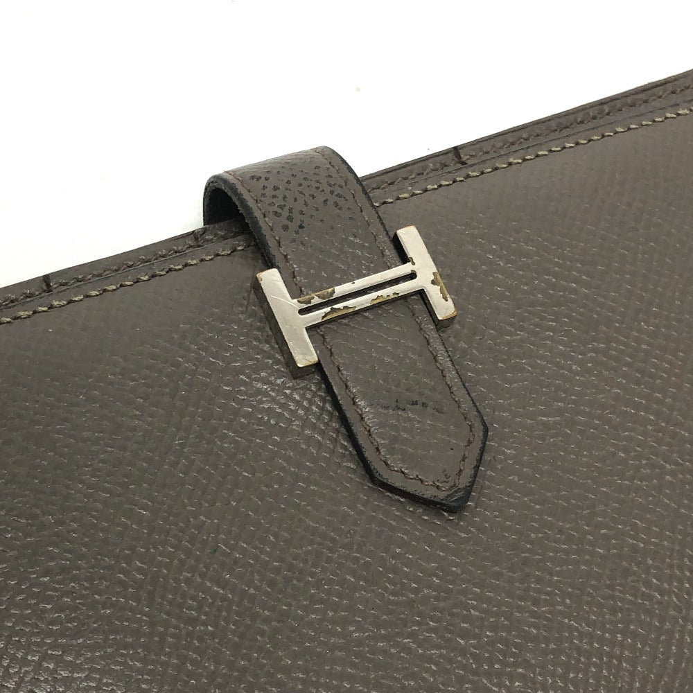 HERMES Long Wallet Purse Epsom Gray type HMetal Beansufla Women Used