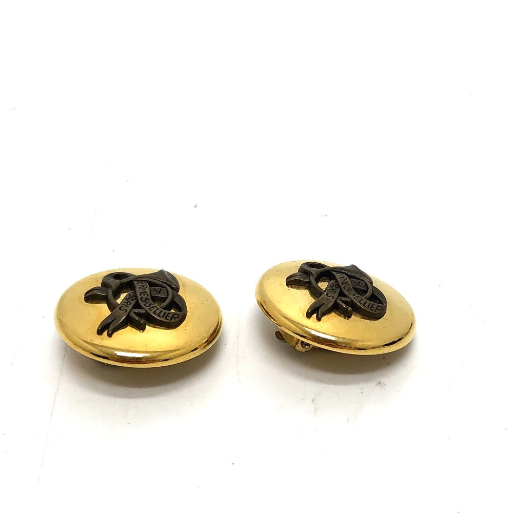 HERMES Earring Gold Plated gold Round type Horn Women Used