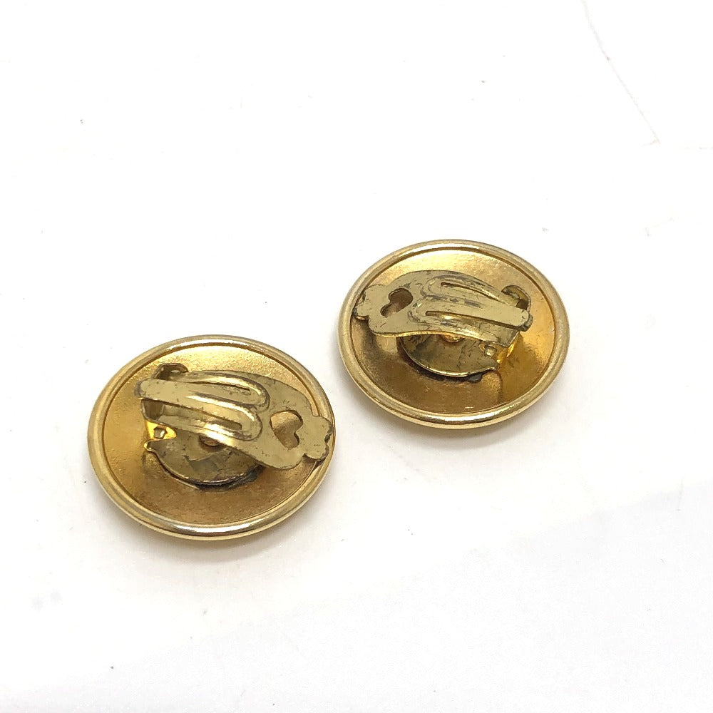 HERMES Earring Gold Plated gold Round type Horn Women Used