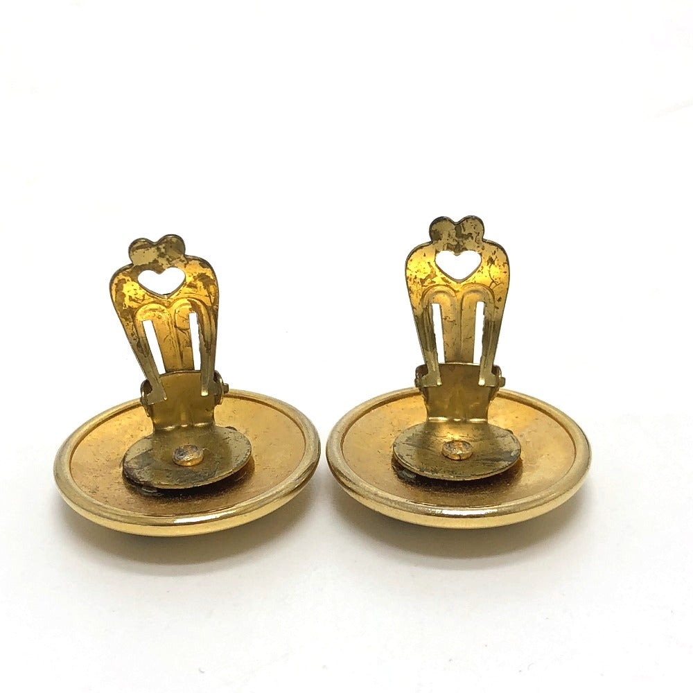 HERMES Earring Gold Plated gold Round type Horn Women Used