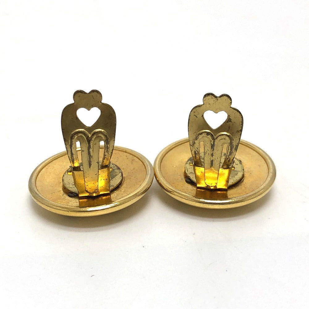 HERMES Earring Gold Plated gold Round type Horn Women Used