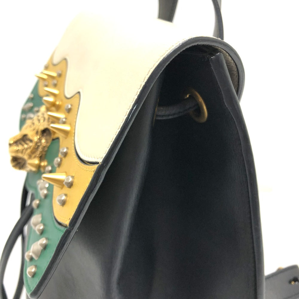GUCCI Backpack 432266 leather black Studs Animalie Women Used