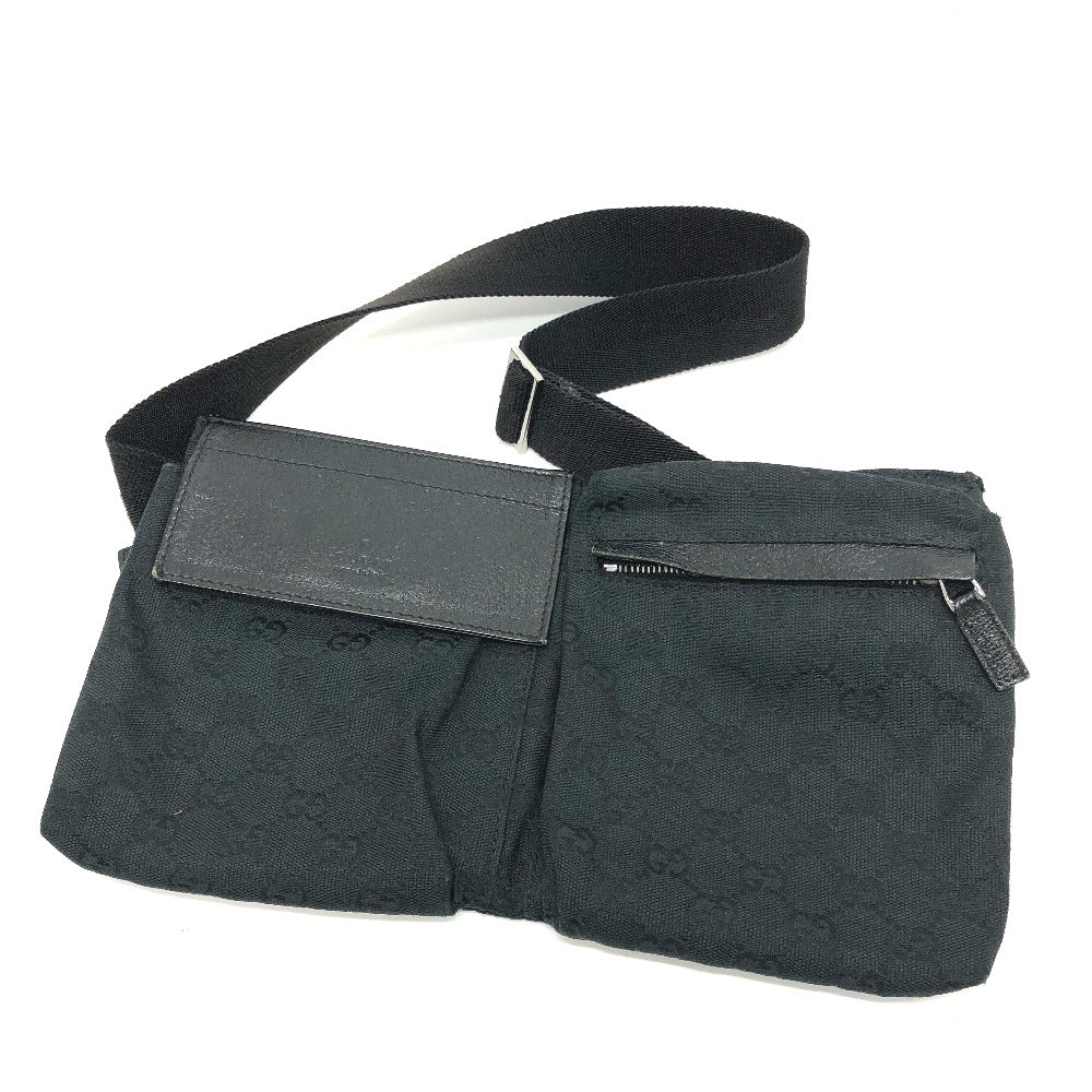 GUCCI Waist bag 28566 GG canvas black GG Sling bag mens Used