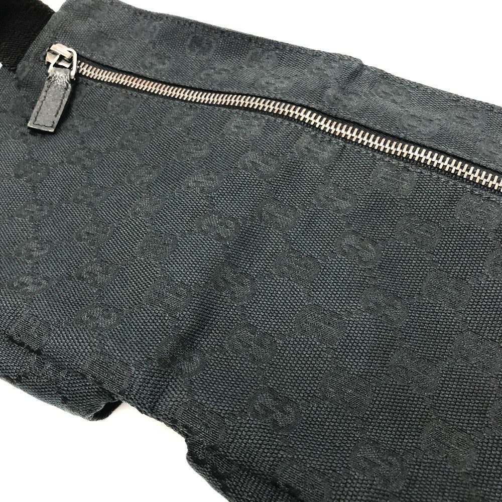 GUCCI Waist bag 28566 GG canvas black GG Sling bag mens Used