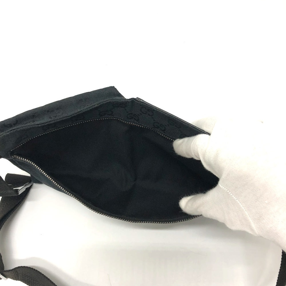 GUCCI Waist bag 28566 GG canvas black GG Sling bag mens Used