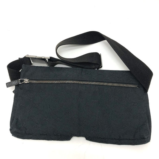 GUCCI Waist bag 28566 GG canvas black GG Sling bag mens Used