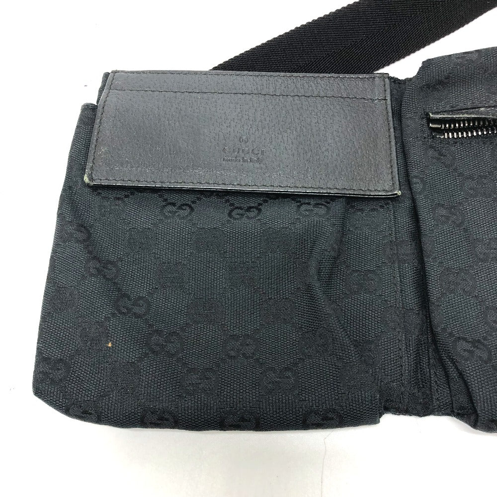 GUCCI Waist bag 28566 GG canvas black GG Sling bag mens Used