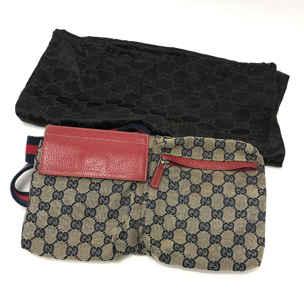 GUCCI Waist bag 28566 GG canvas / leather Red GG/logo Sling bag mens Used