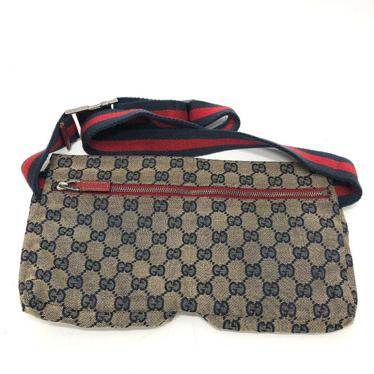 GUCCI Waist bag 28566 GG canvas / leather Red GG/logo Sling bag mens Used