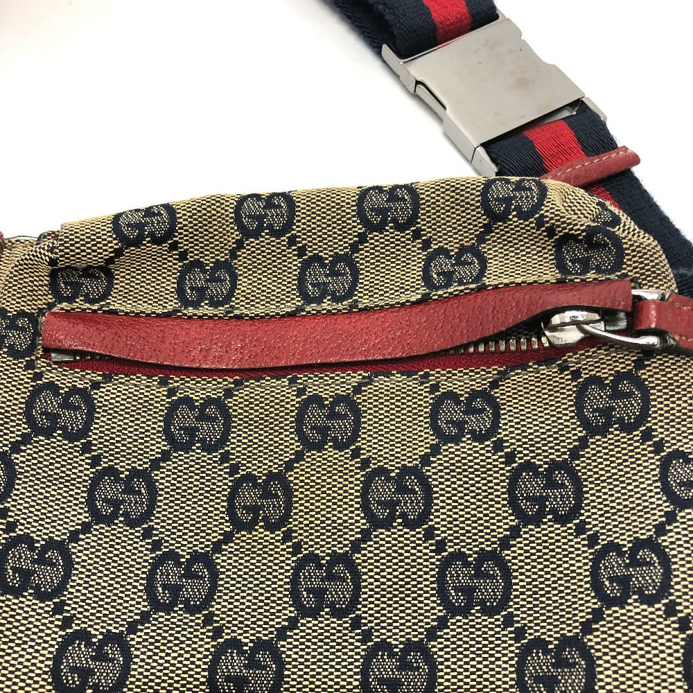 GUCCI Waist bag 28566 GG canvas / leather Red GG/logo Sling bag mens Used