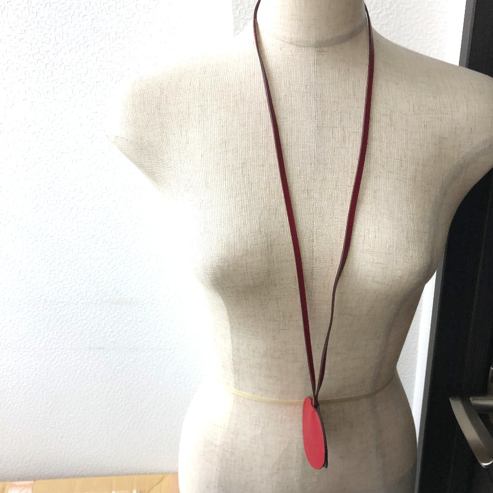 HERMES Necklace Vaugham Red mirror / mirror Miroir Women Used