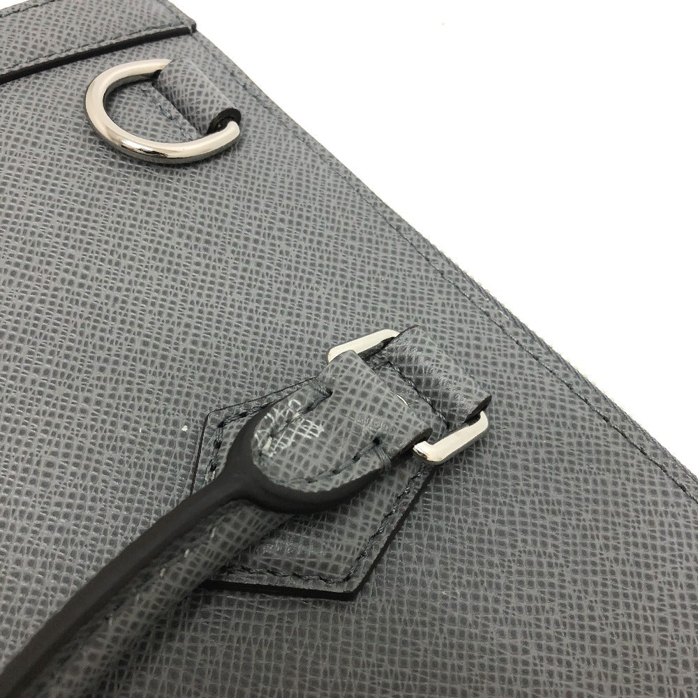 LOUIS VUITTON Business bag M30856 Taiga Leather gray Taiga Slim briefcase mens Used