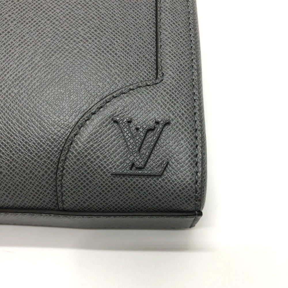 LOUIS VUITTON Business bag M30856 Taiga Leather gray Taiga Slim briefcase mens Used
