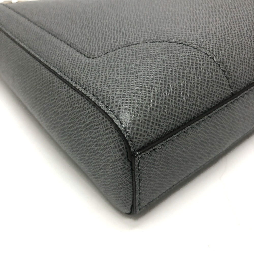 LOUIS VUITTON Business bag M30856 Taiga Leather gray Taiga Slim briefcase mens Used