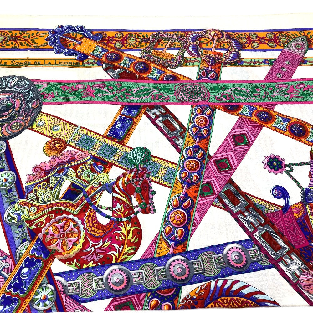 HERMES scarf Silk / cashmere multicolor unicorn dream Carre140 Women Used