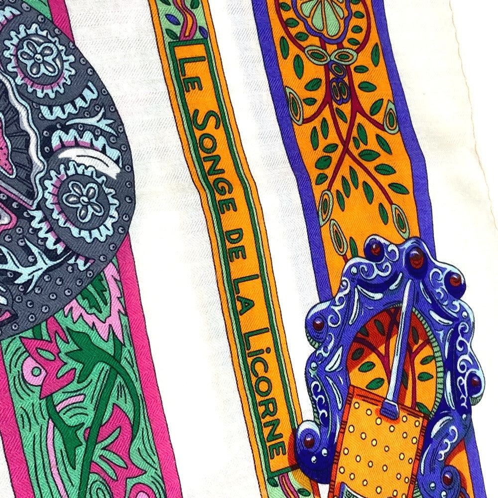 HERMES scarf Silk / cashmere multicolor unicorn dream Carre140 Women Used