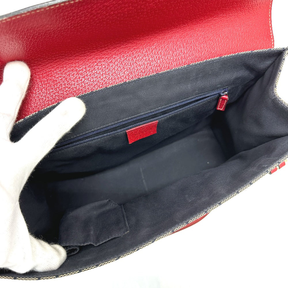 GUCCI Tote Bag 131327 GG canvas / leather Red / Navy Women Secondhand