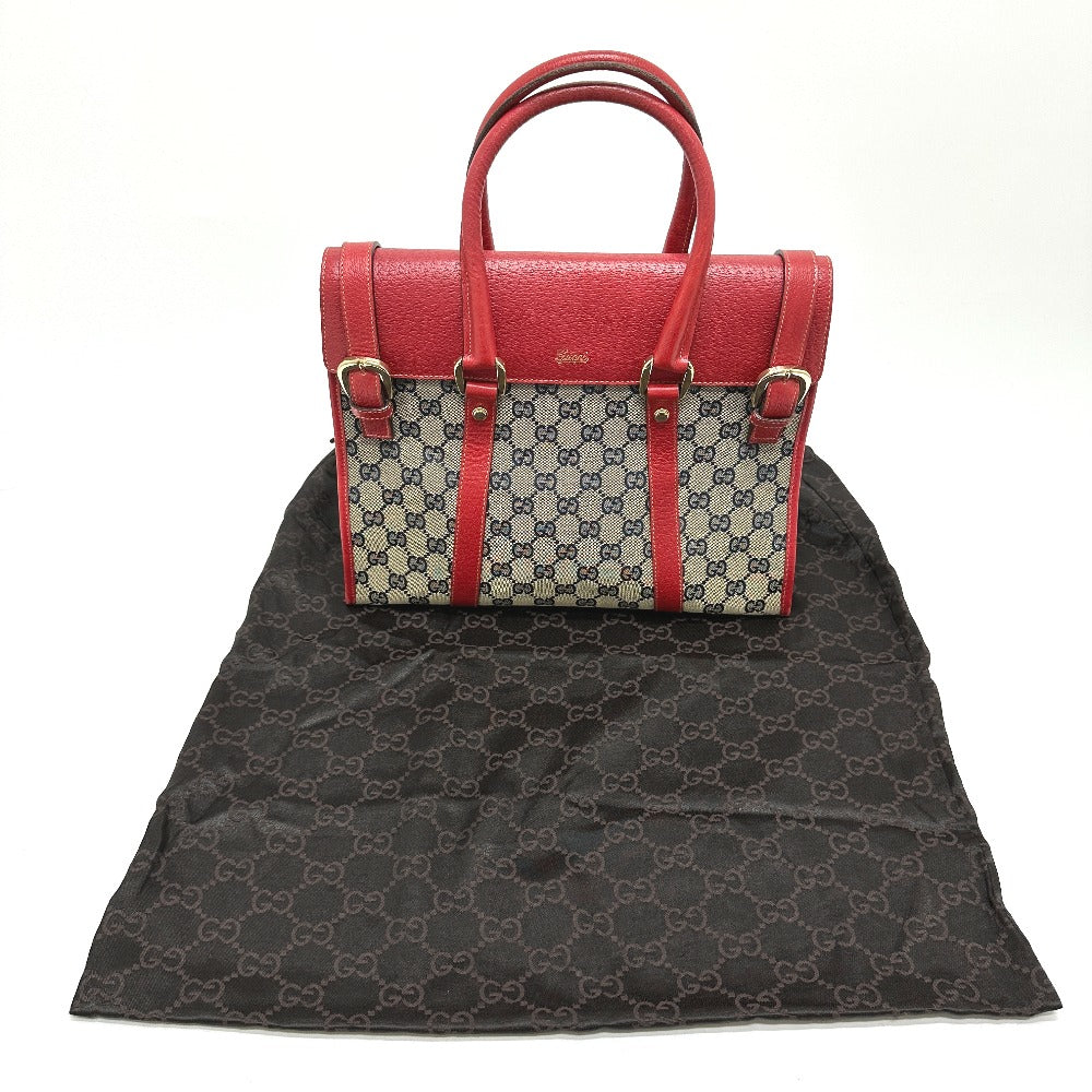 GUCCI Tote Bag 131327 GG canvas / leather Red / Navy Women Secondhand