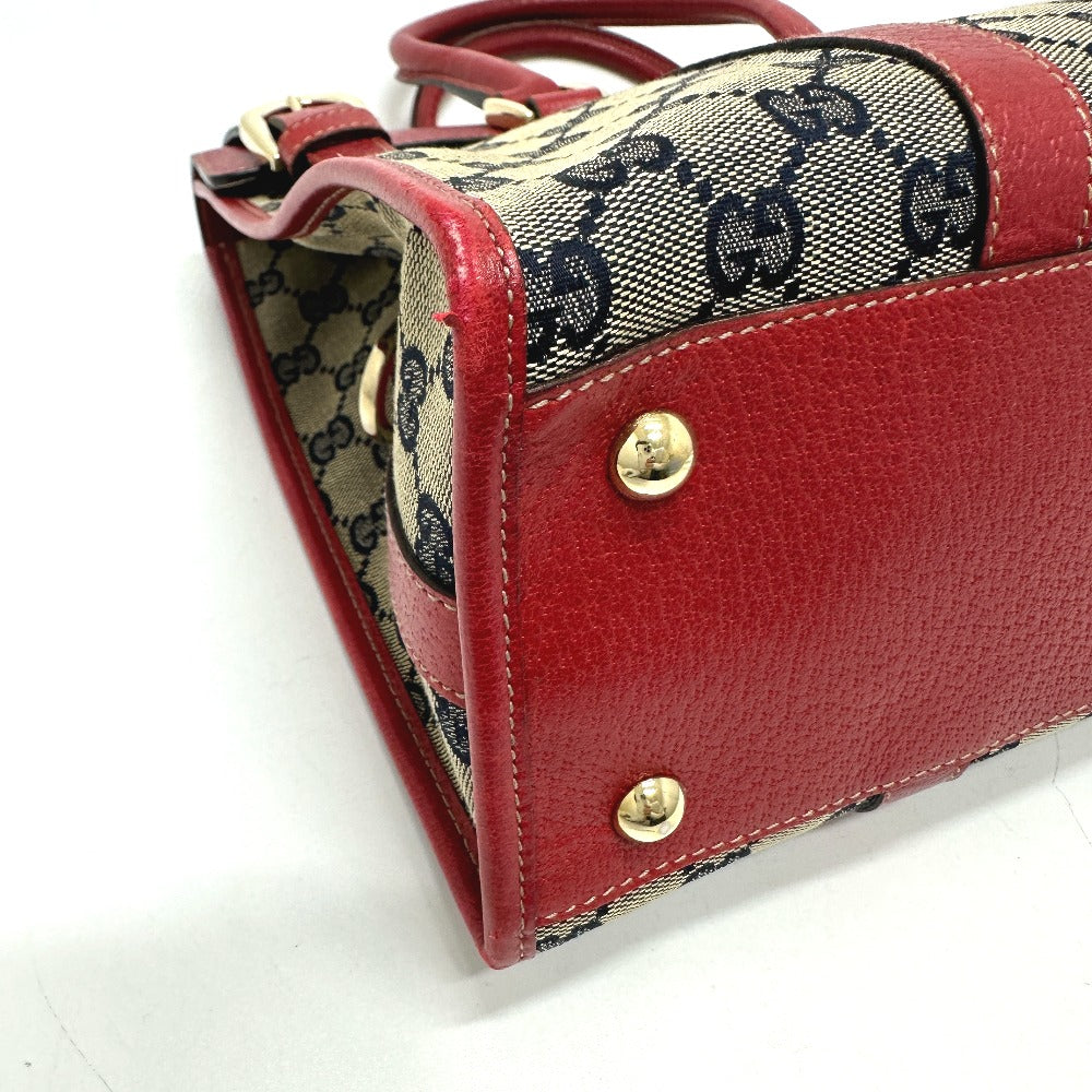 GUCCI Tote Bag 131327 GG canvas / leather Red / Navy Women Secondhand