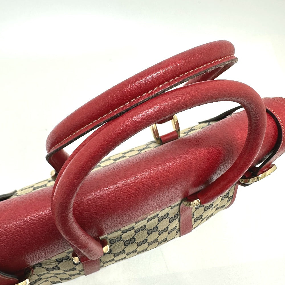 GUCCI Tote Bag 131327 GG canvas / leather Red / Navy Women Secondhand