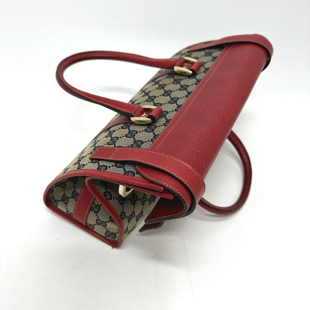 GUCCI Tote Bag 131327 GG canvas / leather Red / Navy Women Secondhand