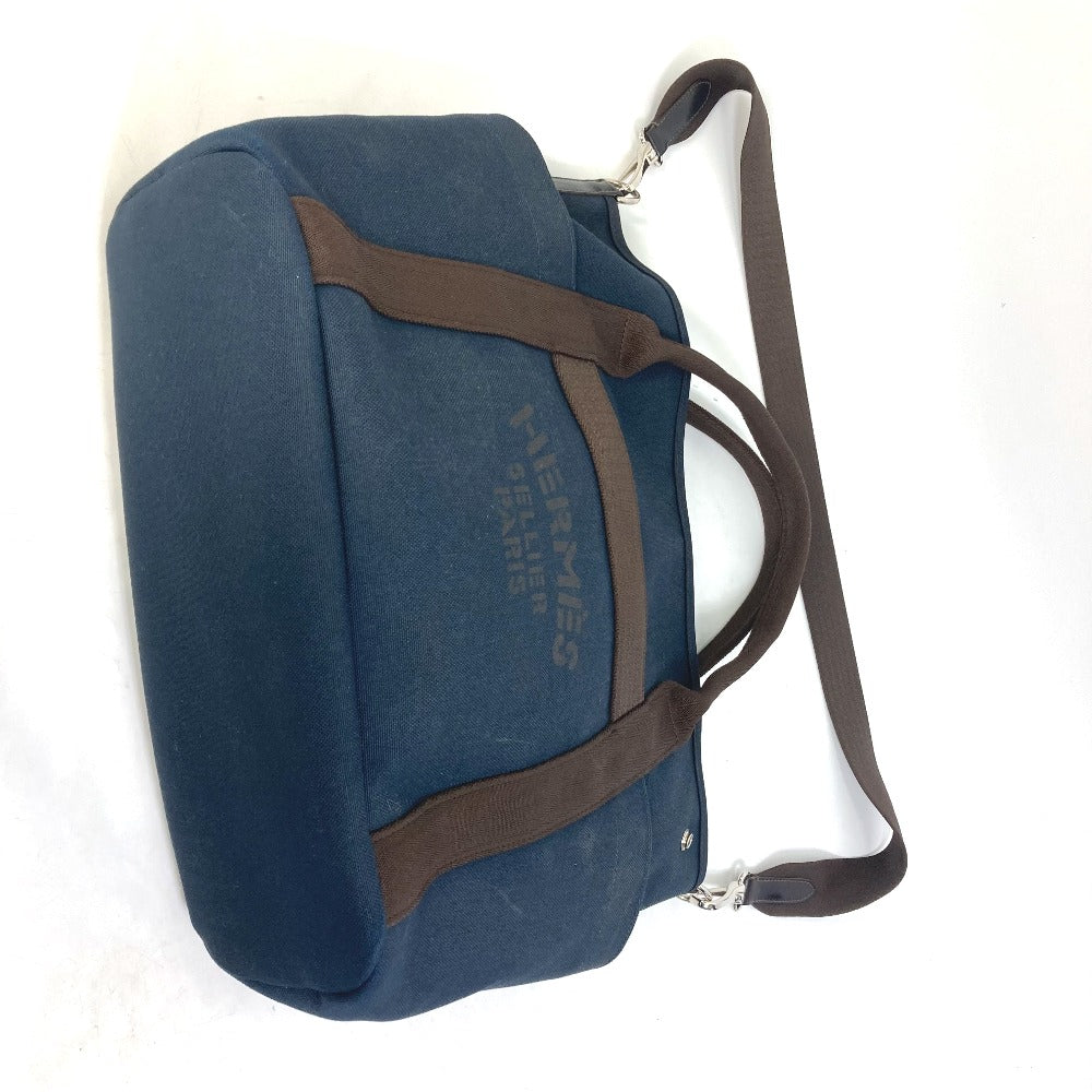 HERMES Tote Bag canvas Navy With bag-in-bag Sucked Pansage Groom Women Used
