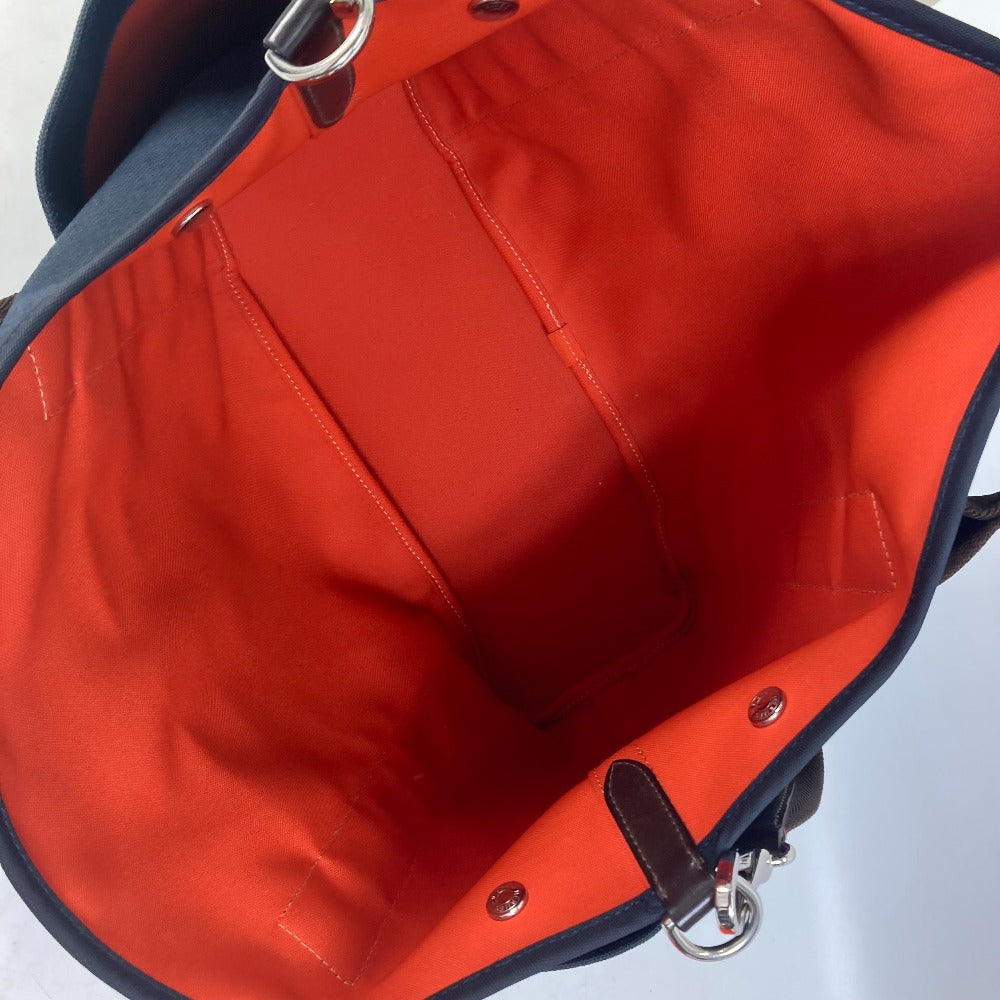 HERMES Tote Bag canvas Navy With bag-in-bag Sucked Pansage Groom Women Used