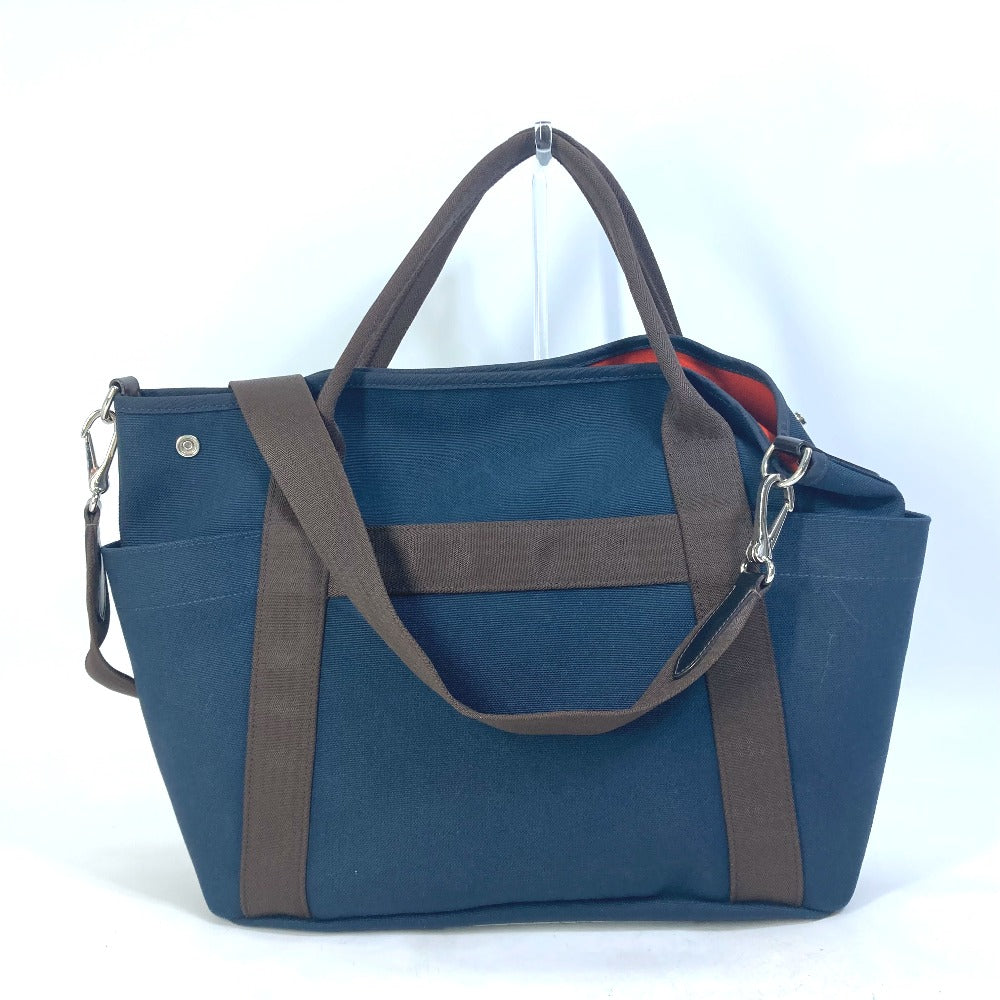 HERMES Tote Bag canvas Navy With bag-in-bag Sucked Pansage Groom Women Used