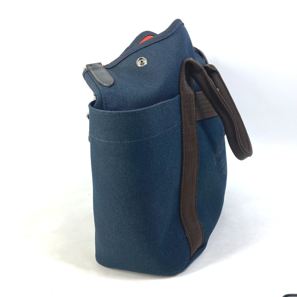 HERMES Tote Bag canvas Navy With bag-in-bag Sucked Pansage Groom Women Used