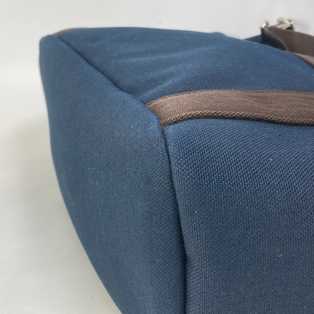 HERMES Tote Bag canvas Navy With bag-in-bag Sucked Pansage Groom Women Used